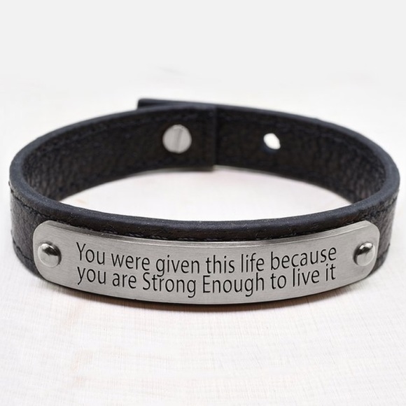 Leather & Stainless Steel ‘Strong Enough’ Bracelet - Picture 1 of 1